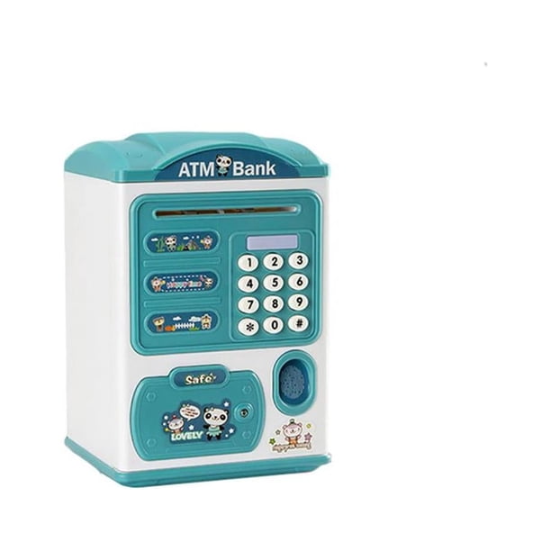 Bearachild Contraseña electrónica Huella digital Banca Piggy Ahorro Monedas Caja de efectivo Reconocimiento de dinero Regalos Decoración Videojuegos y accesorios Azul