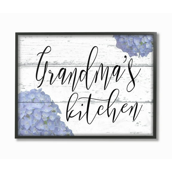 Stupell Industries Grandma's Kitchen Hydrangeas Botanical & Floral Painting Black Framed Art Print Wall Art, 11 x 14