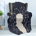 thumbnail image 4 of Cosmic Soft Flannel Fleece Throw Blanket, Silhouette of Girl and Constellation Abstract Portrait, Cozy Plush for Indoor and Outdoor Use, 70" x 90", Dark Blue Grey Champagne, by Ambesonne, 4 of 5