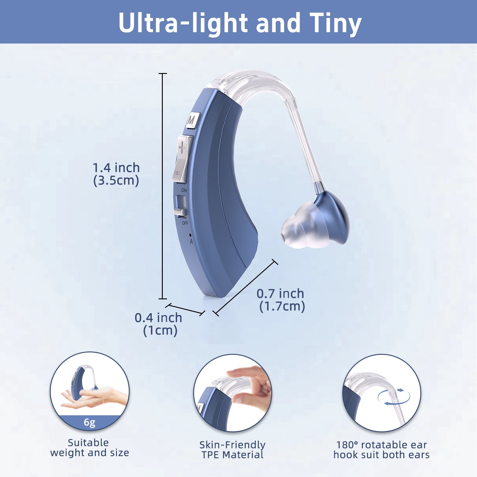 HIBRIQ Rechargeable Hearing Aids with Enhanced Speech, Noise Reduction & Feedback Cancellation for Seniors HH-1220AX