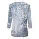 thumbnail image 4 of camiseta casual de manga tres cuartos con cuello redondo y estampado de moda para mujer azul claro/xl, 4 of 5