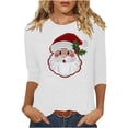 thumbnail image 2 of Ailaofu Hauts pour Femmes à Manches 3/4 Décontractés Coupe Ample Col Rond T-Shirts Mignons Tunique Unie Trois Quarts, 2 of 4
