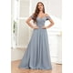 thumbnail image 4 of Vestido de dama de honor Sukleet Champagne con hombros descubiertos y chifón, 4 of 7