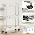 thumbnail image 4 of Cshidworld Storage Cart 3 Tier Slim Cart, Rolling Utility Cart Storage Organizer Slide Out Cart, Mobile Shelving Unit Organizer Trolley for Office Bathroom Kitchen Laundry Narrow Places, White, 4 of 7