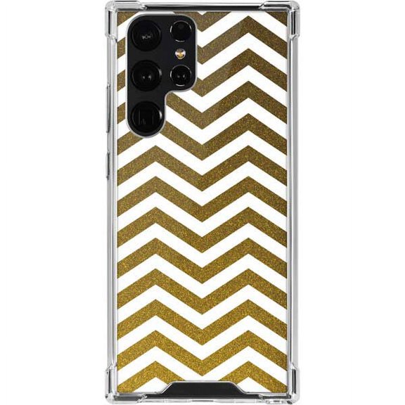 Skinit Stripes Gold Chevron Galaxy S22 Ultra Clear Case
