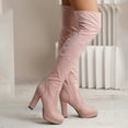 2024 New Long Tube Shoes Women's Elastic Frosted Water Platform High