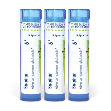 Boiron Sulphur 6C, Homeopathic Medicine for Skin Rash Worsened By Heat And Water, 3 Count (3 x 80 Pellets)