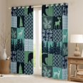 thumbnail image 2 of Homewish Safari Deer Bear Black Out Curtains for Female Men Adults,Jungle Animal Curtains Pack of 2 (42x63 Each),Green Plaid Checkered Bedroom Curtains,Lightweight Room Decor, 2 of 6