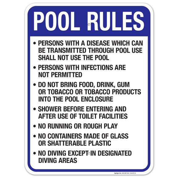 South Dakota Pool Rules Sign, Complies With State Of South Dakota Pool Safety Code, 18x24 Aluminum