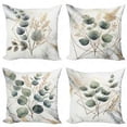 thumbnail image 4 of Ambesonne Eucalyptus Throw Pillow Cover 4 Pack, Watercolor Branches Art, 20", Blue Grey Sand Brown, 4 of 4