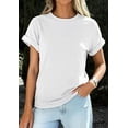 thumbnail image 3 of PRETTYGARDEN Womens Summer Tops Spring Casual Rolled Short Sleeve Basic Tees Crew Neck Work Shirts Fashion Clothing, 3 of 10