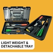 ToolUSA Robust Plastic Tool Box 18.5 x 10 x 9 Secure Metal Riveted Latches Multi-Compartment Storage Portable Organizer for Crafts, Work, Fishing