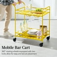 thumbnail image 6 of Best Choice Products 2-Tier Rolling Bar Cart Indoor/Outdoor w/ Storage Shelves, Wine Rack, Lockable Wheels - Yellow, 6 of 9