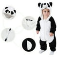 thumbnail image 5 of Otqutp New Born Baby Panda Snowsuit Fleece Fuzzy Onesie Outfit Baby Warm Hooded Romper Toddler Zip up Bodysuit Cozy Clothes, 5 of 9