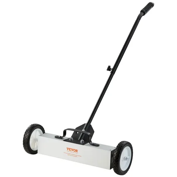 45Lbs Rolling Magnetic Sweeper with Wheels 18 Inch Large Magnet Pickup Lawn Sweeper Push Type Magnetic Pick Up Sweeper Telescoping Handle Easy Cleanup Workshop Garage Yard