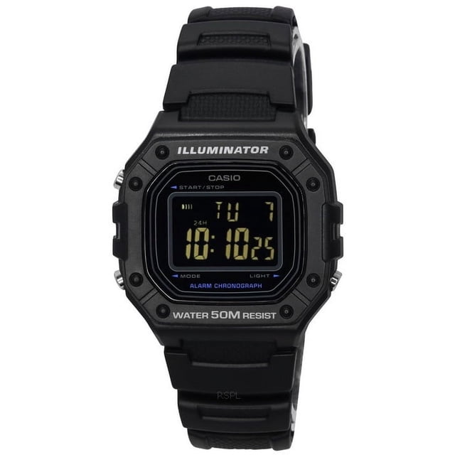 Casio Standard Digital Resin Strap Black Dial Quartz W-218H-1B Men's Watch