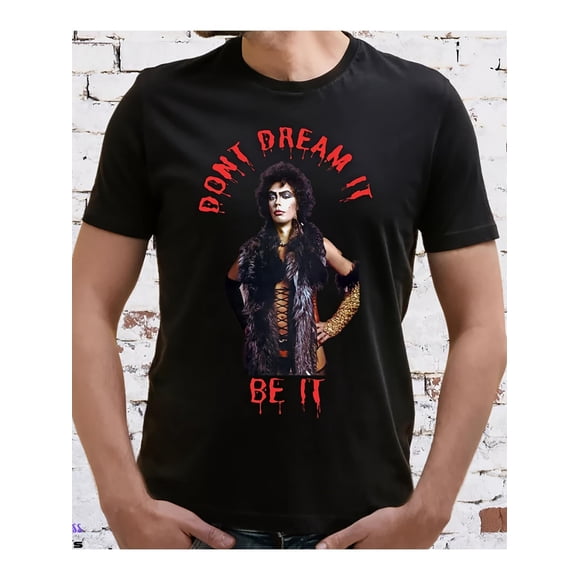 T-Shirt Graphique Rocky Horror Frankenstein don't Dream It Be It - T-Shirt Unisexe Coupe Décontractée à Manches Courtes avec Texte Rouge Goutte à Goutte &