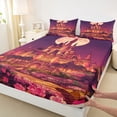 thumbnail image 5 of Homewish Cartoon Castle Queen Sheets for Girls, Chic Blossoms Moon Queen Sheet Sets, 4 Pieces, 1 Flat Sheet, 1 Fitted Sheet and 2 Pillowcases, 5 of 6