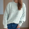 thumbnail image 4 of POROPL White Sweaters for Women Long Sleeve Crew Neck Sweater Casual Oversized Warm Knitted Blouse Pullover Size S-L, 4 of 7