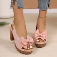 thumbnail image 4 of BADHUB Womens Open Toe High Block Heels Sandals with Bow Chunky Heeled Sandals Dressy Casual Comfortable Slingback Dress Shoes Pink 42, 4 of 6