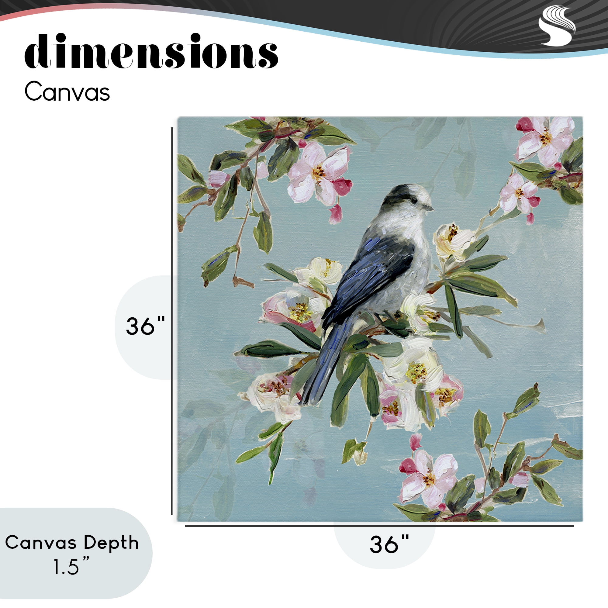 Stupell Industries Pastel Songbird Among Blossoms Canvas Wall Art, design by Sally Swatland