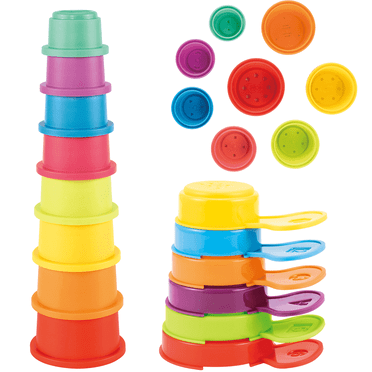 AMCHSURI 14Pcs Mold-Free Bath Toys & Rainbow Stacking Cups for Babies 6M-3Y - Toddler Bathtub Water Play Set with Early Learning Educational Gifts