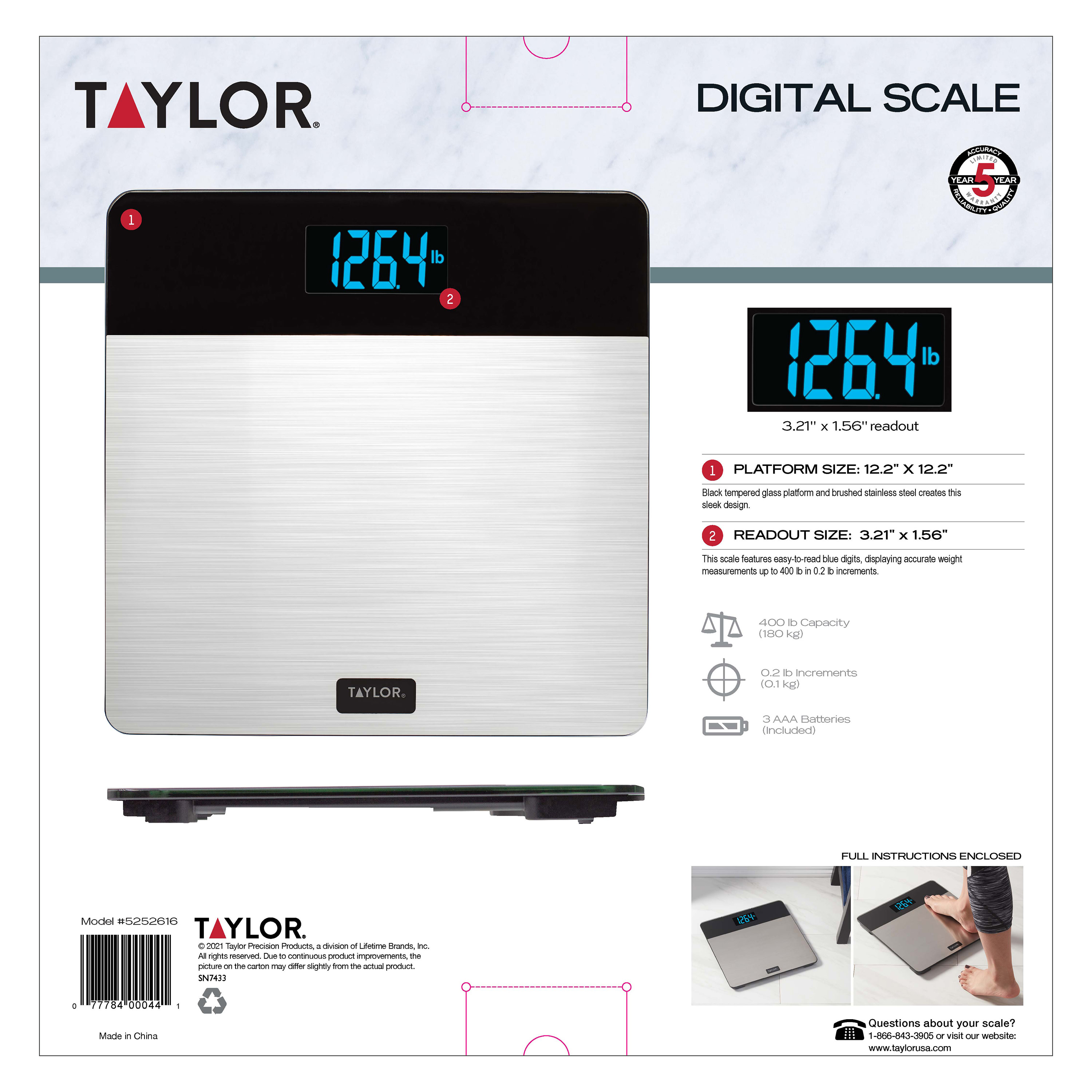 Taylor Precision Digital Bathroom Scale 400 Lb Stainless photo 8
