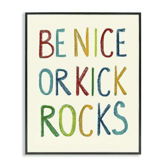 Stupell Industries Be Nice Minimal Phrase Text & Numbers Painting Black Framed Art Print Wall Art, 11 x 14