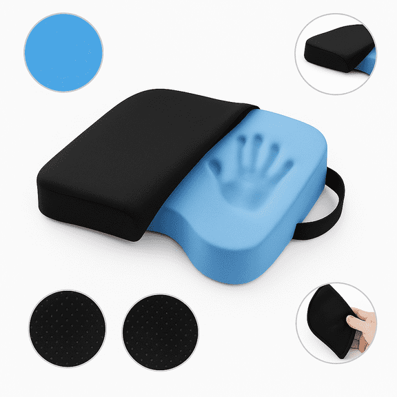 Stephan Roberts Comfort Memory Foam Memory Foam Seat Cushions for Office Chairs - Tailbone Pain Relief Cushion, Sciatica & Back Support, 17 in x 19 in