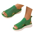 thumbnail image 3 of EliteGoogv Womens Mesh Sandals Open Toe Slip On Flat Summer Beach Shoes Sandals For Women Comfortable Walking Shoes Womens Sandals Green US :8.5, 3 of 7