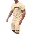 thumbnail image 5 of Afdoent Mens Two Piece Outfits Men's Large Summer Short Sleeved T Shirt And Shorts Suit Men's Casual Fashion Theme Suit Basic Retro Street Wear Summer Vacation Outfits For Men, 5 of 5