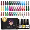 thumbnail image 1 of Kit de 24 piezas de esmalte en gel, colorido, moderno y clásico, con 3 frascos de base, capa superior mate y brillante., 1 of 8