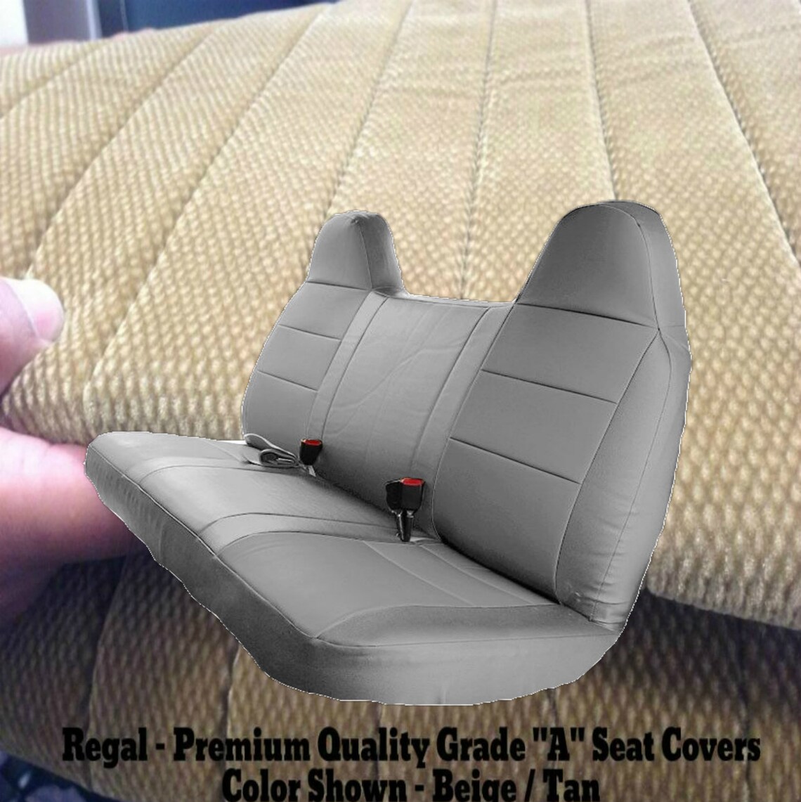 Custom Fit Front Bench Seat Cover for Ford F150 F250 F350 F450 F550  (1992-2010) Durable Beige, Tan Truck Seat Cover