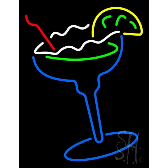 Margarita LED Neon Sign 24 x 31 - inches, Black Square Cut Acrylic Backing, with Dimmer - Bright and Premium built indoor LED Neon Sign for restaurant window and interior decor.