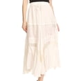 thumbnail image 1 of Sakkas Sally Bohemian Casual Mid Length Skirt with Crochet Lace Full Circle - Off White - One Size Regular, 1 of 5