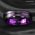 thumbnail image 5 of Tungsten Rings for Men Wedding Bands for Him 6mm Black Purple Line, 5 of 5