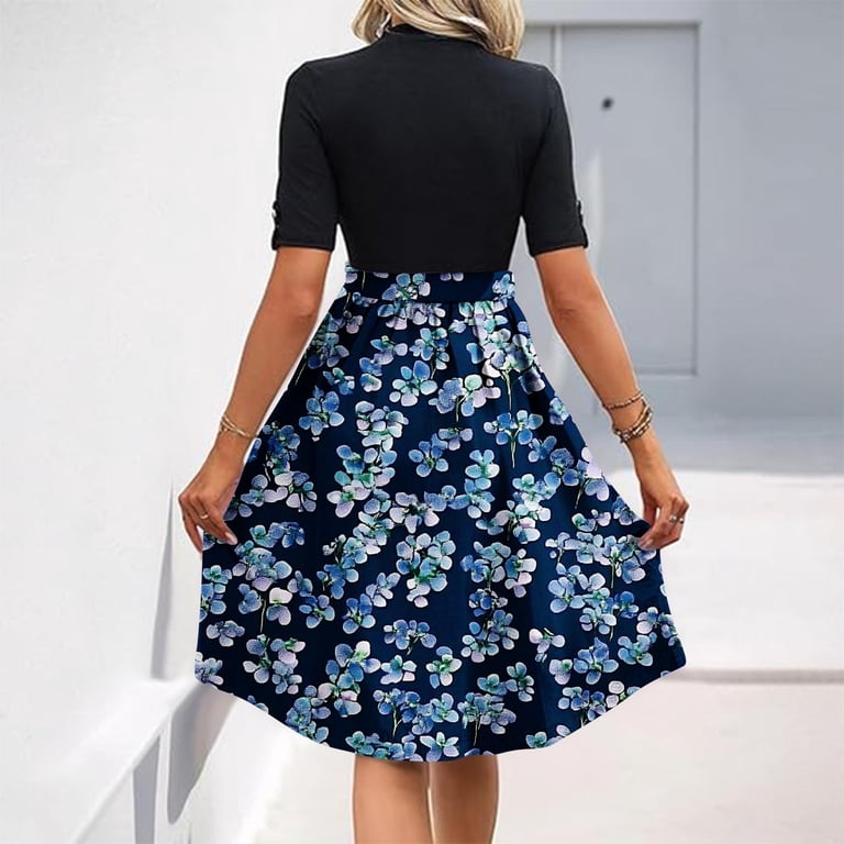 Mgmyaa Women's Fit & Flare Dress Mock Neck Short Sleeve Printing Dresses Elegant Casual Tie Waist Midi Dress - Walmart.com Mgmyaa Women's Fit & Flare Dress Mock Neck Short Sleeve Printing Dresses Elegant Casual Tie Waist Midi Dress - Walmart.com