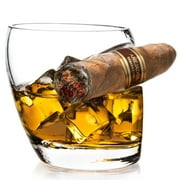 Lighten Life Cigar Glass, Father's Day Gift, Old Fashioned Whiskey Cup, in Stylish Gift Box Perfect for Dady Husband, 11oz