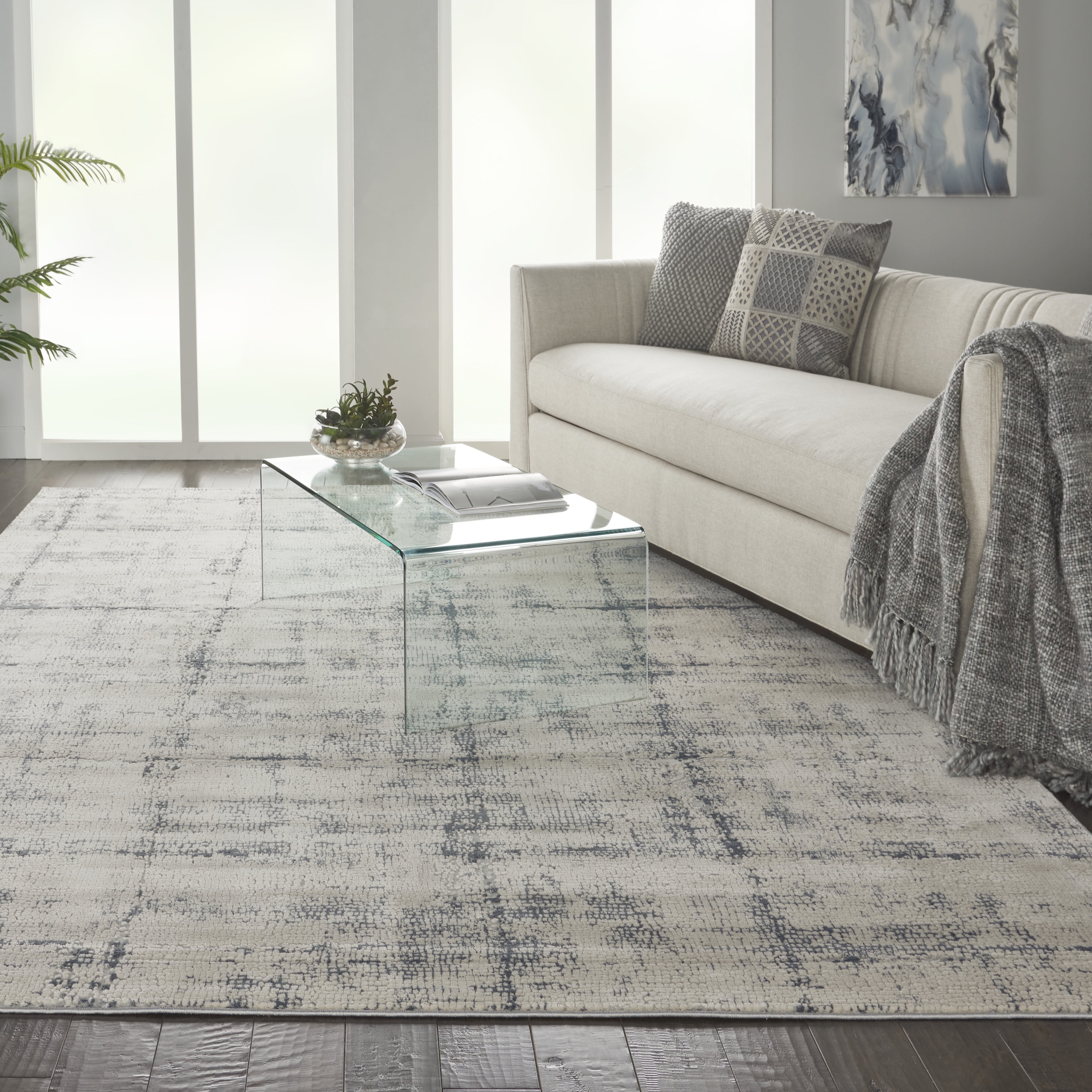 Nourison Rustic Textures Rustic Abstract Ivory/Blue Area Rug Walmart