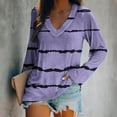 thumbnail image 2 of Annhoo Going out Tops for Women Fall Long Sleeve Casual V Neck T Shirts Trendy Stripes Print Blouse Tees, 2 of 4