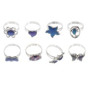 ABBAGEBA 8pcs Mood Rings Color Change Ring Adjustable Opening Rings Finger Ring for Women Kids