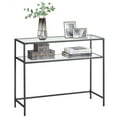 thumbnail image 2 of VASAGLE 39.4 Inch Console Sofa Table, Modern Entryway Table, Tempered Glass Table, Metal Frame, 2 Shelves, Adjustable Feet, for Living Room, Hallway, Black, 2 of 7
