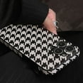 thumbnail image 4 of Houndstooth Leather Phone Case for iPhone 12 Pro Black White Checkered Grids Luxury Stylish Chic Aesthetic Classy Design Full Side Camera Protective Girls Women 12pro 6.1" Cover, 4 of 9