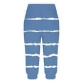 thumbnail image 4 of Scyoekwg Capris for Women Casual Summer Mid Waist Lightweight Capris Joggers Workout Athletic Yoga Pants Striped Print Ladies Capris Pants (Blue,XL), 4 of 6