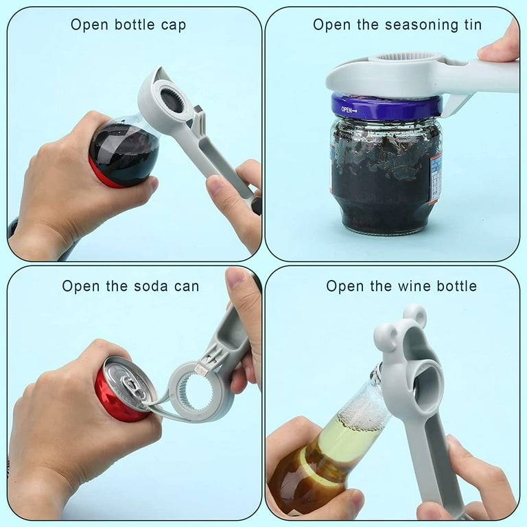 Multi-Function Kitchen Gadget: 4-in-1 Jar & Can Opener + Bottle Cap Tool