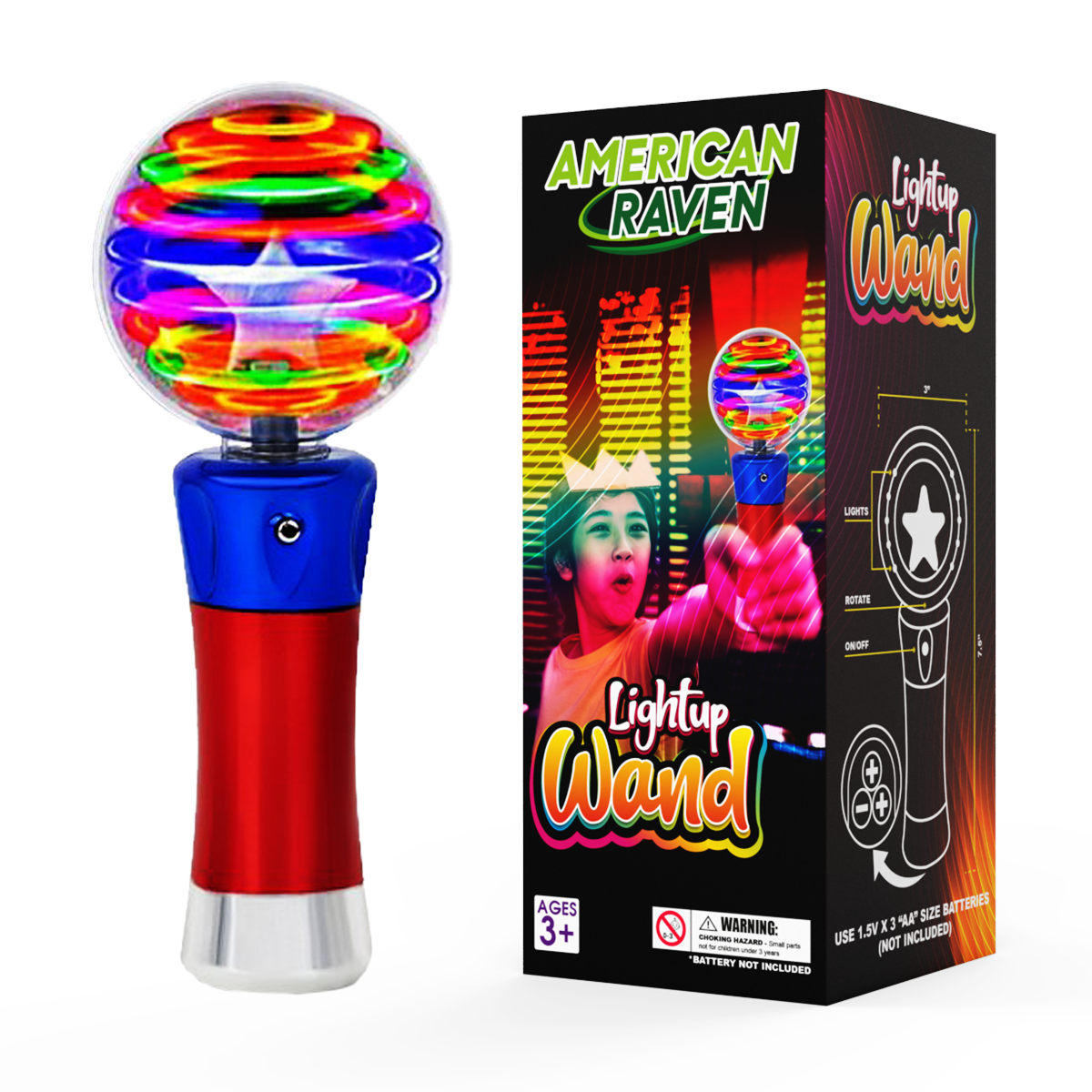わせる Happy Kids Light Up Spinning LED Magic Orb Wand Toy for Kids