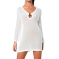 thumbnail image 1 of Vestido de playa de manga larga con detalle de anillos para mujer - Diseño con lazo en la espalda - Prenda sexy para el verano - Tejido transpirable, 1 of 4