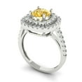 thumbnail image 2 of 1.615 ctw Solitaire with Zirconia Diamond Accents Anniversary Ring for Women | Round Cut Yellow Moissanite | Hyperallergenic Solid 14K White Gold, 2 of 5
