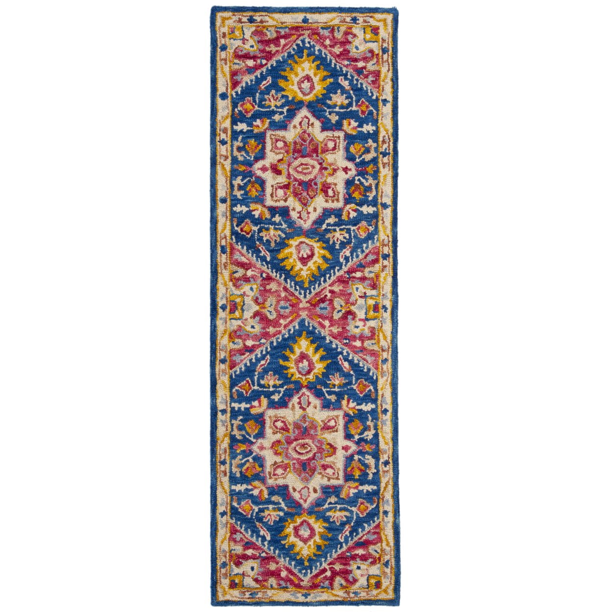 SAFAVIEH Aspen Gamal Oriental Wool Area Rug, Navy/Fuchsia, 4' x 4' Square