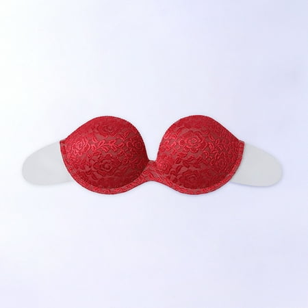 

asdoklhq Sports Bras for Women Strapless Gathering Invisible Bra Glossy Breast Stickers Bra Silicone Underwear